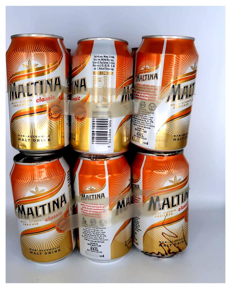 Maltina Classic Malt Drink - Pack of 6 (33cl Cans)